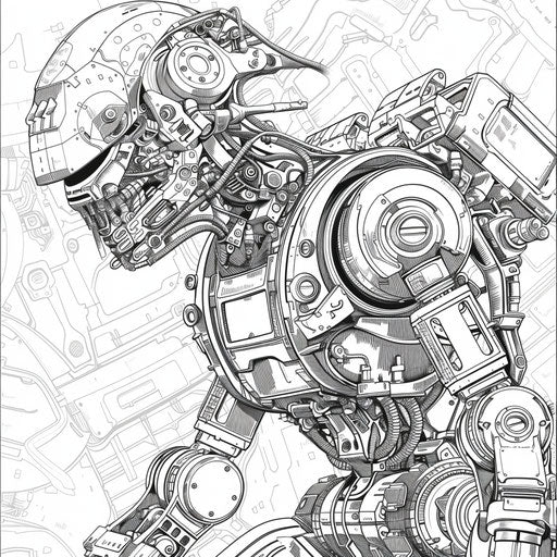 Futuristic robot with complex mechanical parts