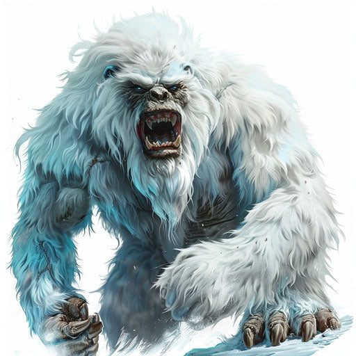 Realistic yeti clipart on white background, vibrant colors