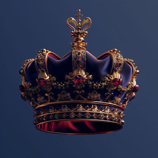 Realistic crown clipart with subtle blur on flat indigo background