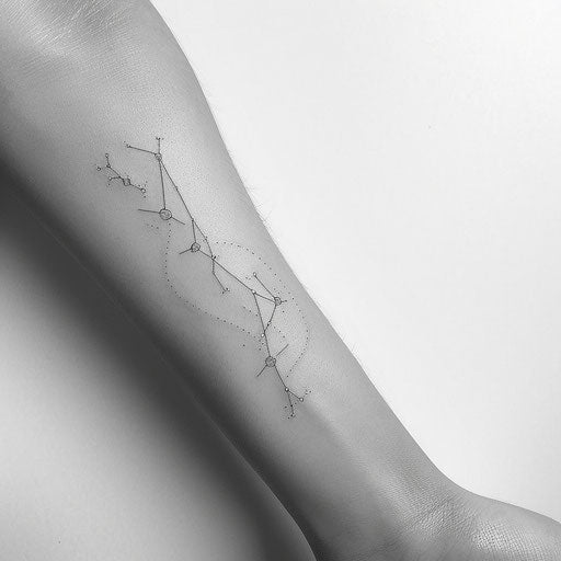 Minimalist sketch of the Virgo constellation tattoo