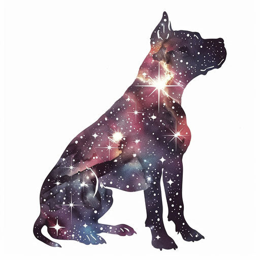 Cosmic pitbull tattoo with stars and galaxies