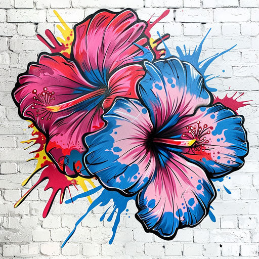 Graffiti style artwork of hibiscus tattoo