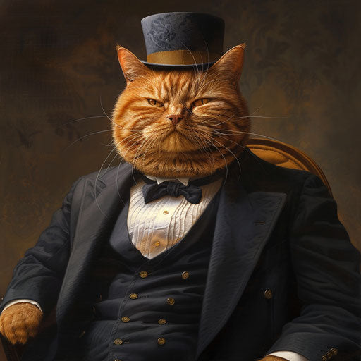 Chubby cat pretending to be human