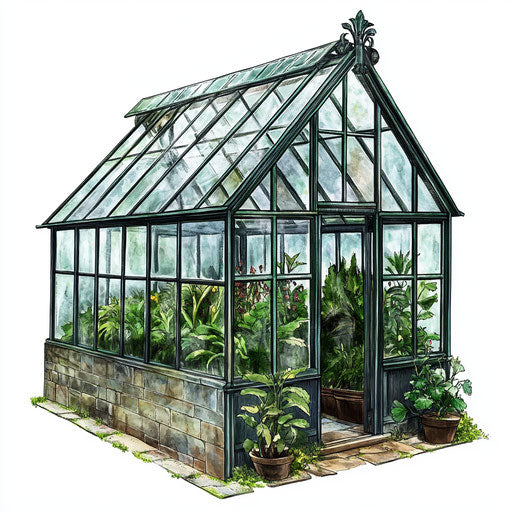 Realistic illustration of a greenhouse
