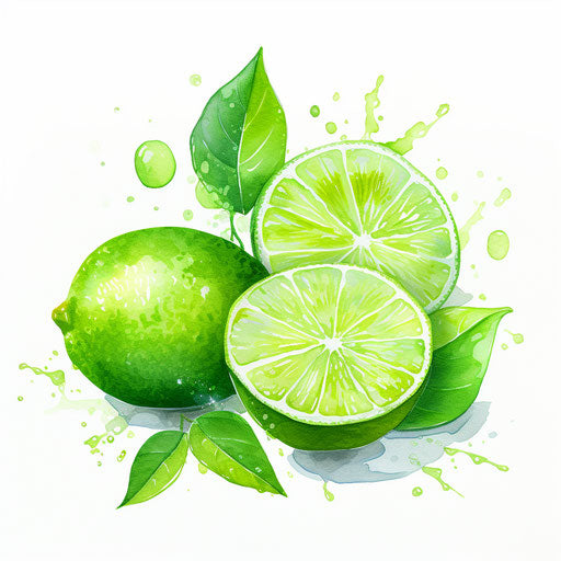 Lime clipart in the style of Impressionistic Art, on a white background