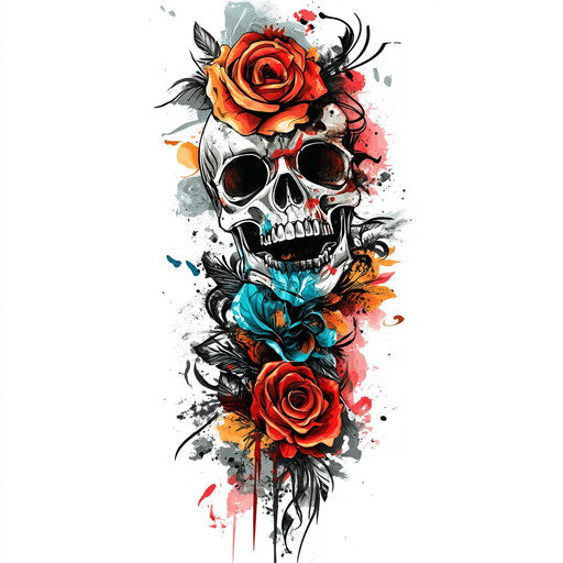 Artistic graffiti arm tattoo sketch with bold colors