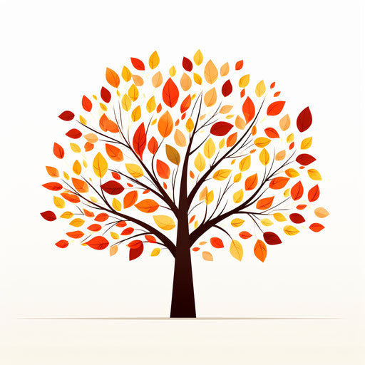 Minimalist style fall tree clipart on white background