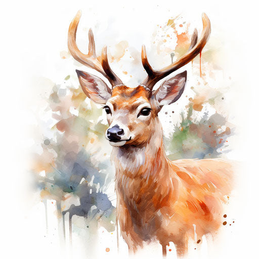 Rudolph clipart in the style of Impressionistic Art, on a white background