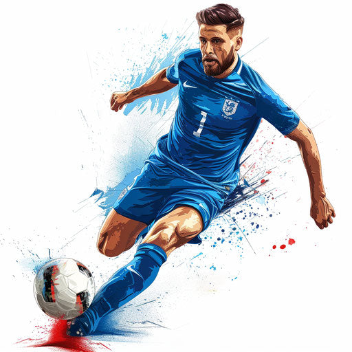 Soccer player clipart in a photo realistic style on white background