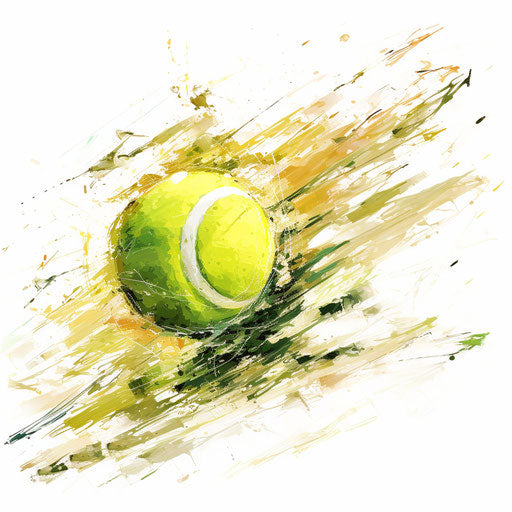 Tennis ball in Impressionistic Art style on white background