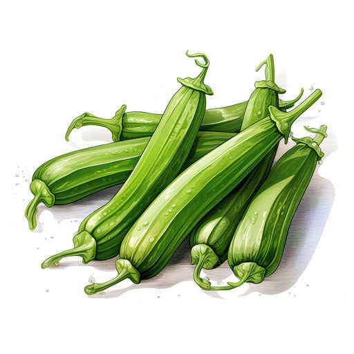 Okra illustration in the style of Chiaroscuro Art, on white background
