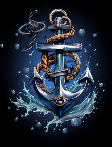 Navy anchor tattoo design for men and women, sea shark or fishing anchor