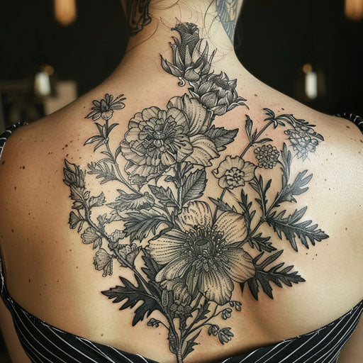 Detailed botanical elements symbolizing growth and renewal