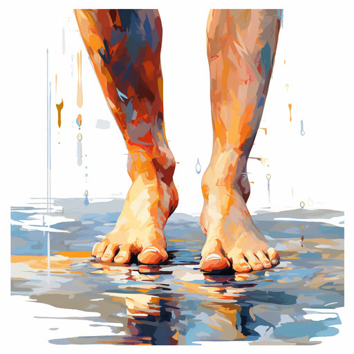 Feet illustration in the style of Impressionistic Art, on white background
