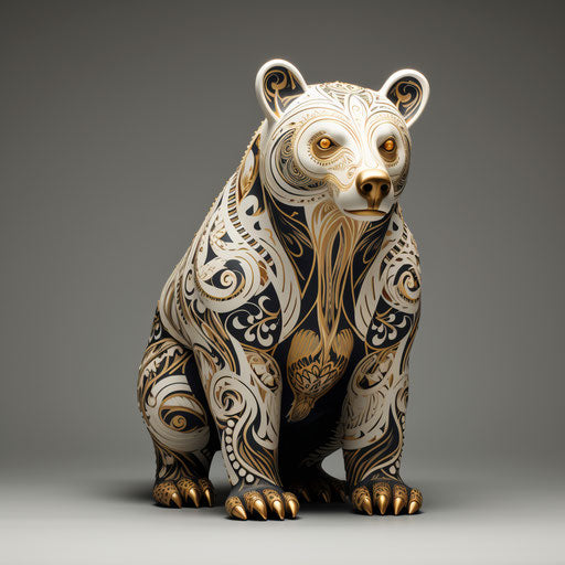 Bear with ethnic design, detailed nature painter