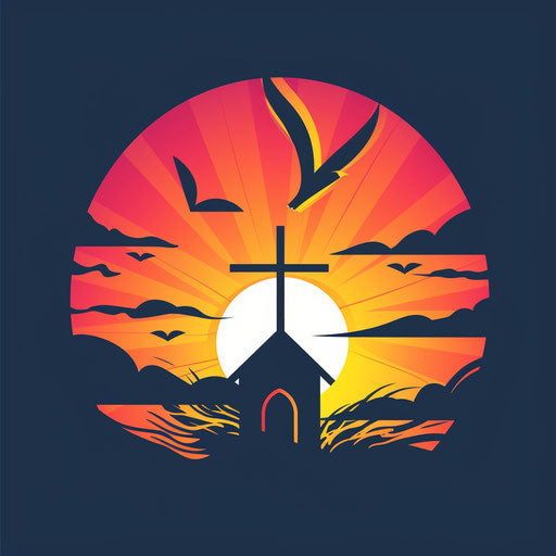 Inspiring church logo with sunrise and uplifting elements