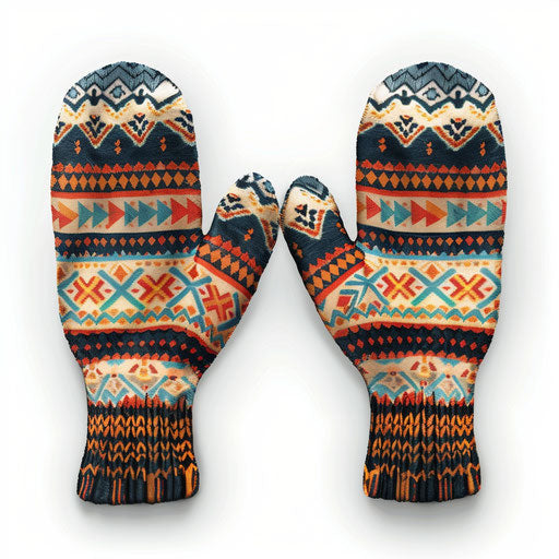 Realistic mittens clipart on white background with dynamic shadows