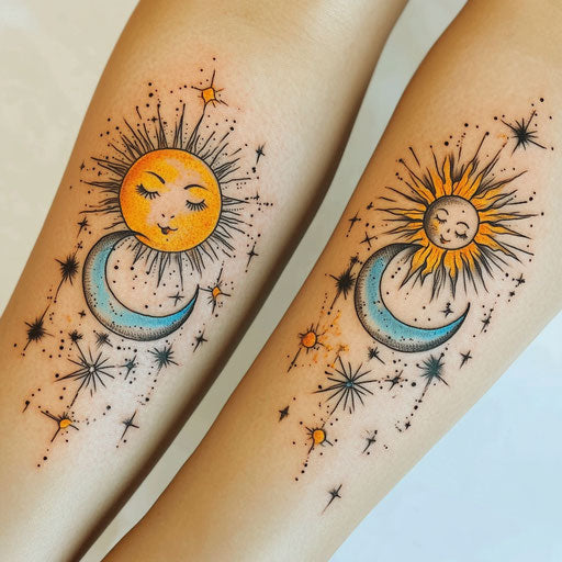 Clipart tattoo sketch of arm tattoos for females with sun and moon