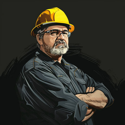 Engineer illustration in a realistic style on a dark charcoal background