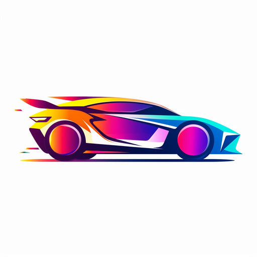 Modern car logo with abstract shapes and gradient color scheme