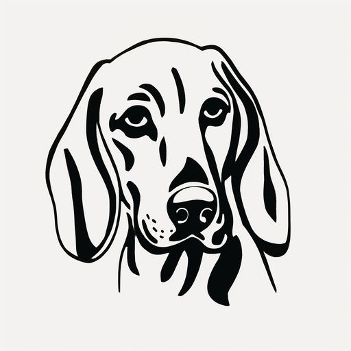 Black and white dog head, Basset style, 2D animation