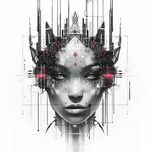 Futuristic queen crown tattoo design