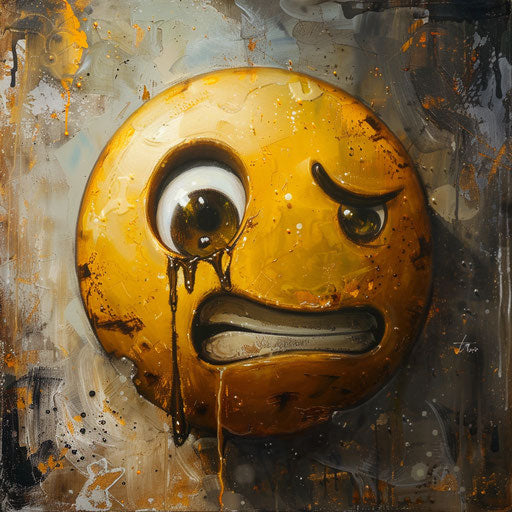 Emoticon with tear drop, unapologetic grit, cottagepunk