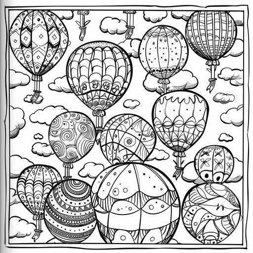 Colorful balls flying in the air