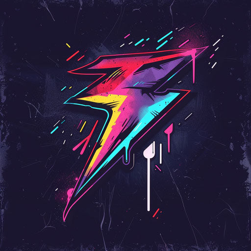 Retro cool logo with neon colors and dark background