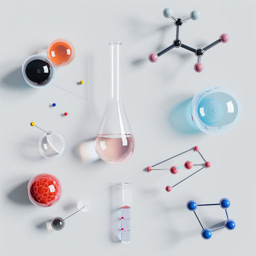 Realistic science clipart on flat white background, high contrast