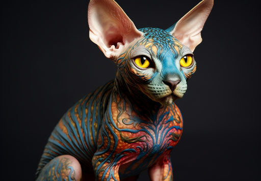 Explosive pigmentation in peacock/sphynx cat