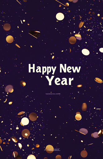 Golden New Year on magical purple background