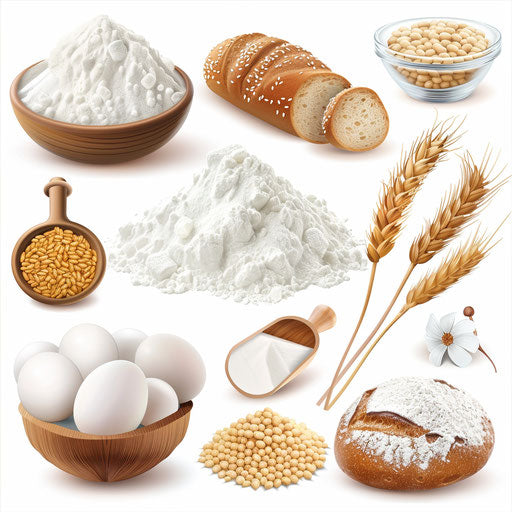 Flour clipart in a photo realistic style on flat white backg