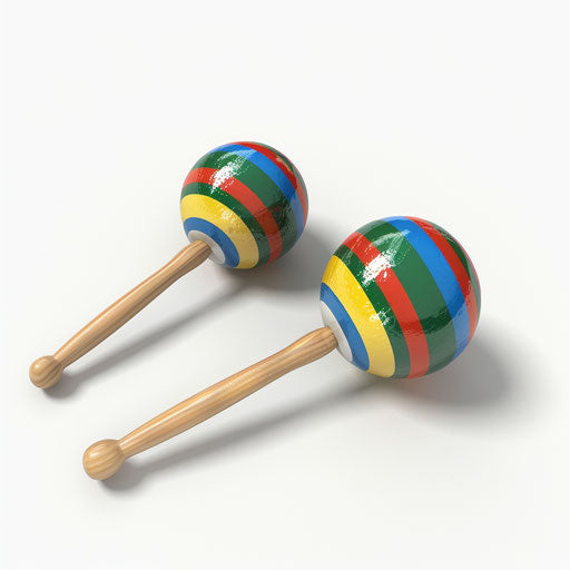 Realistic maracas clipart on flat white background, high contrast and soft shadows