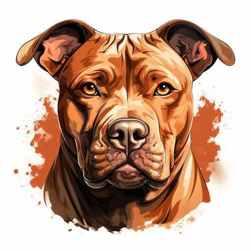 Pitbull clipart in the style of Chiaroscuro Art, on a white background