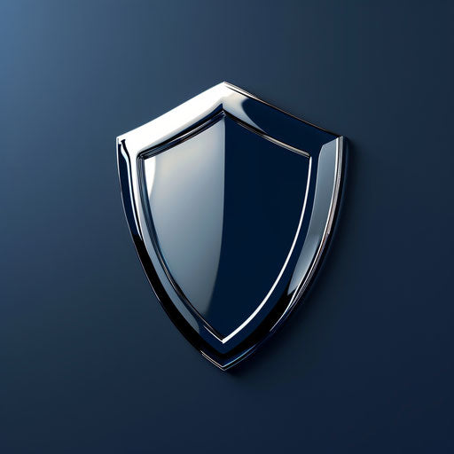 Professional car logo with a shield icon and metallic finish on navy blue background