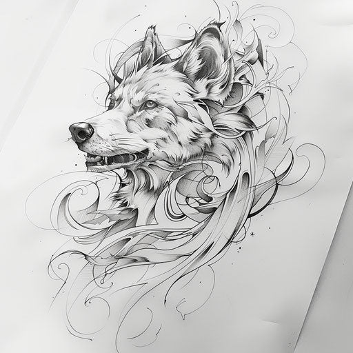 Elegant sketch of a wolf with delicate curves