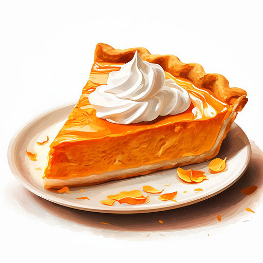 Pumpkin pie in impressionistic style, on white background