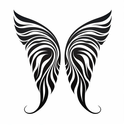 Tribal wing tattoo and wing tattoo designs, symbolic elements on canvas