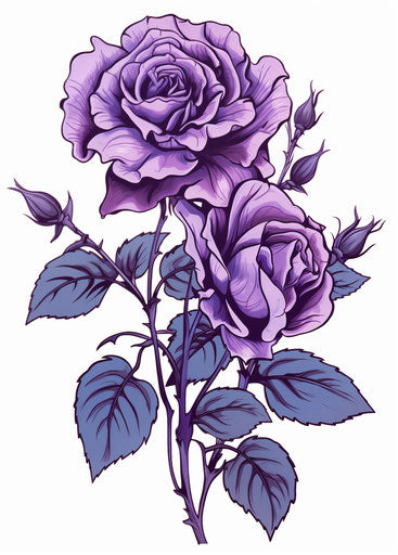 Purple flower in vintage style, tattoo-inspired