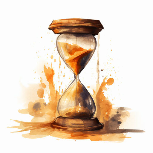 Hourglass clipart in the style of Oil painting, on a white background