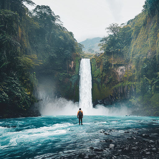 La Fortuna Waterfall with clear waters and rugged cliffs