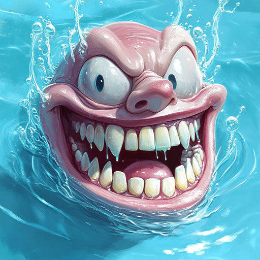 Humorous caricature of a pool with human characteristics