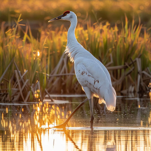 Majestic white crane in its natural marsh habitat