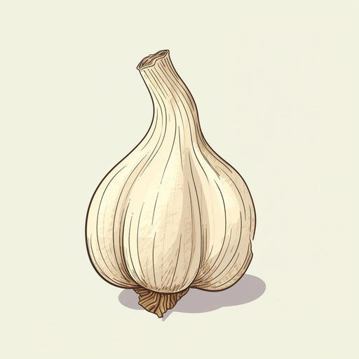 Minimalist style garlic clipart, on white background
