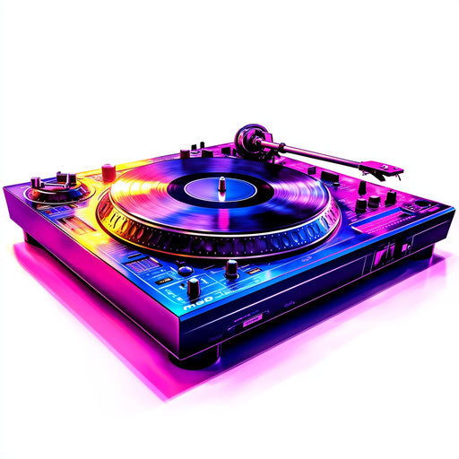 Realistic illustration of a DJ turntable, high resolution, isolated