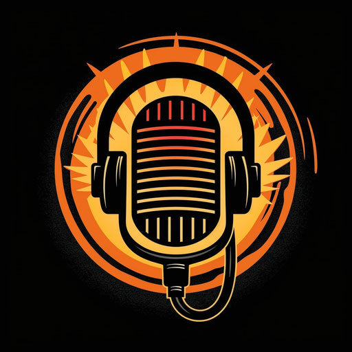 Dynamic podcast logo with high contrast and powerful design