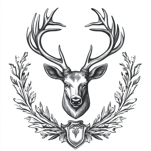 Elegant antlers in a family crest