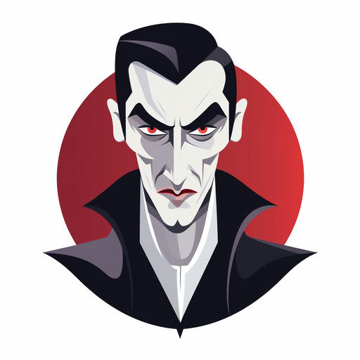 Dracula in Minimalist style, on white background