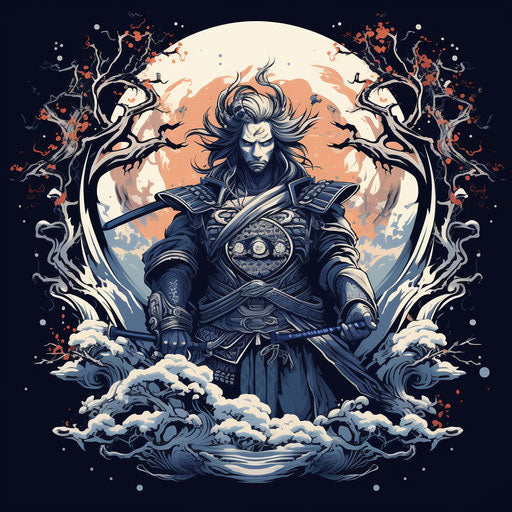 Japanese samurai character tee in symmetrical style